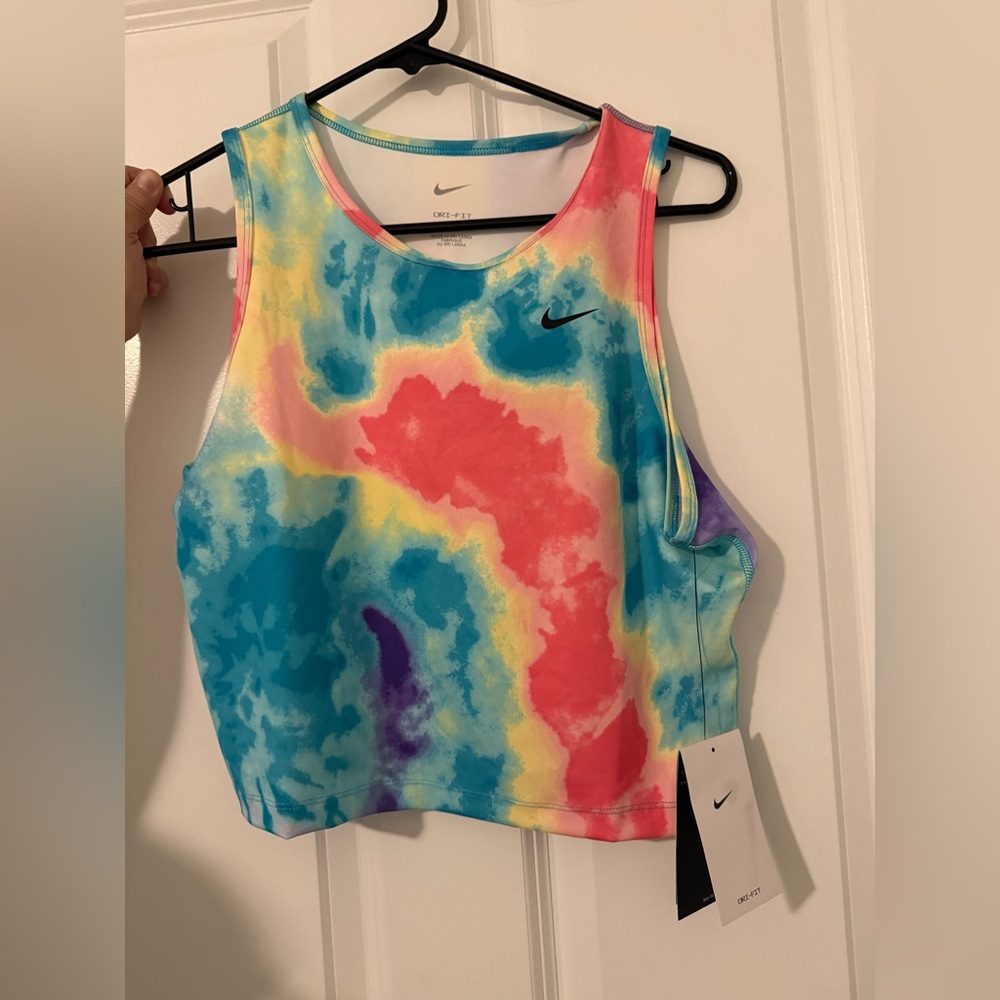Nike Training Dri-FIT Fast tie dye crop tank top in multi